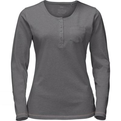 Tee Jack Wolfskin Essential Longsleeve Mujer Gris - Chile MVH891426